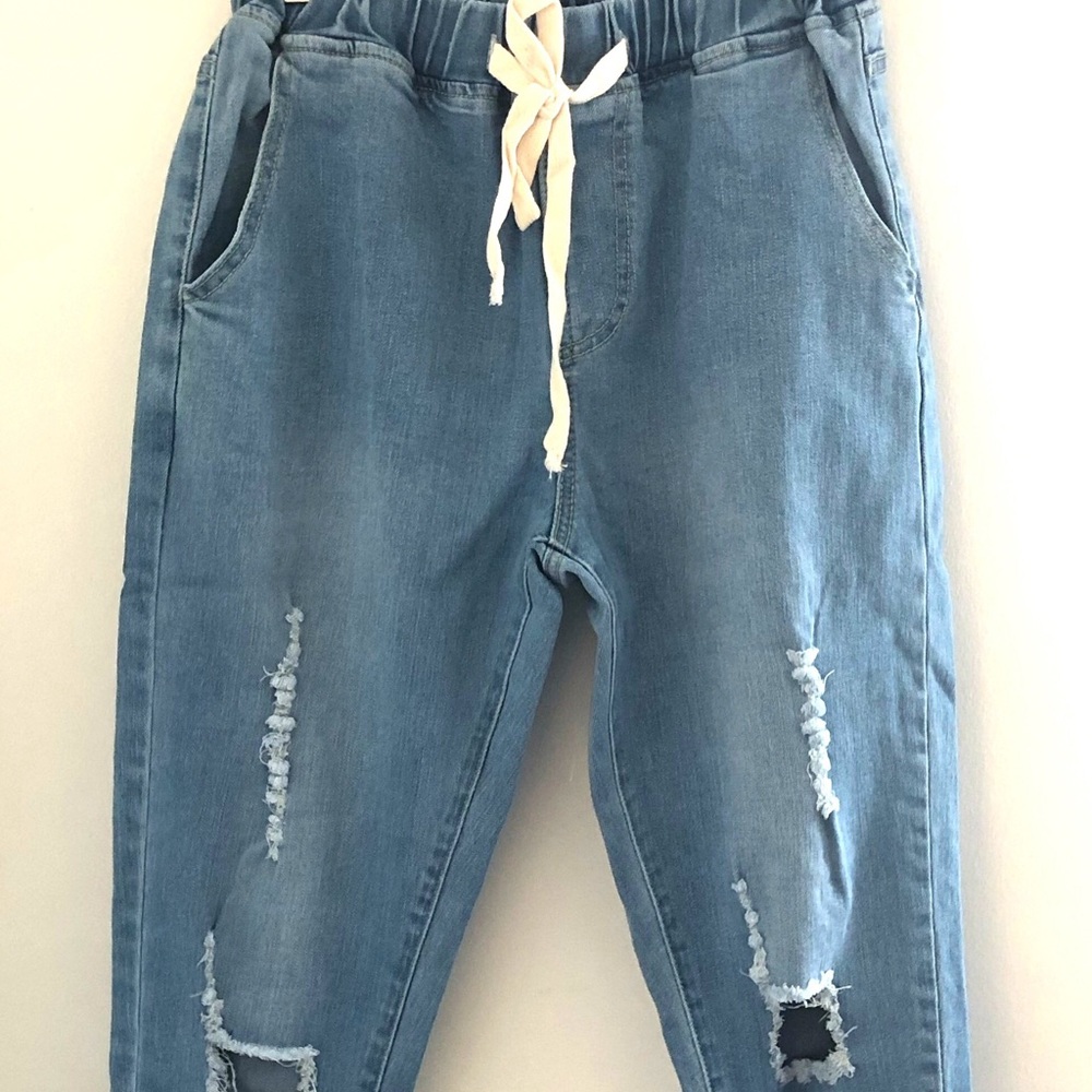 Denim Distressed Joggers - Picture 5 of 6